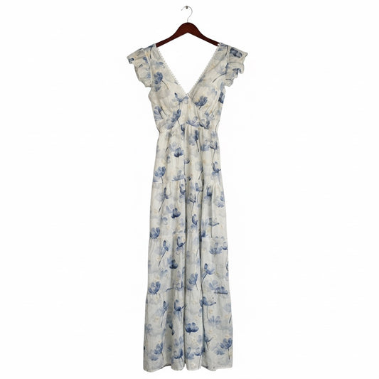 Delft Blue Bloom Dress (V-neckline)