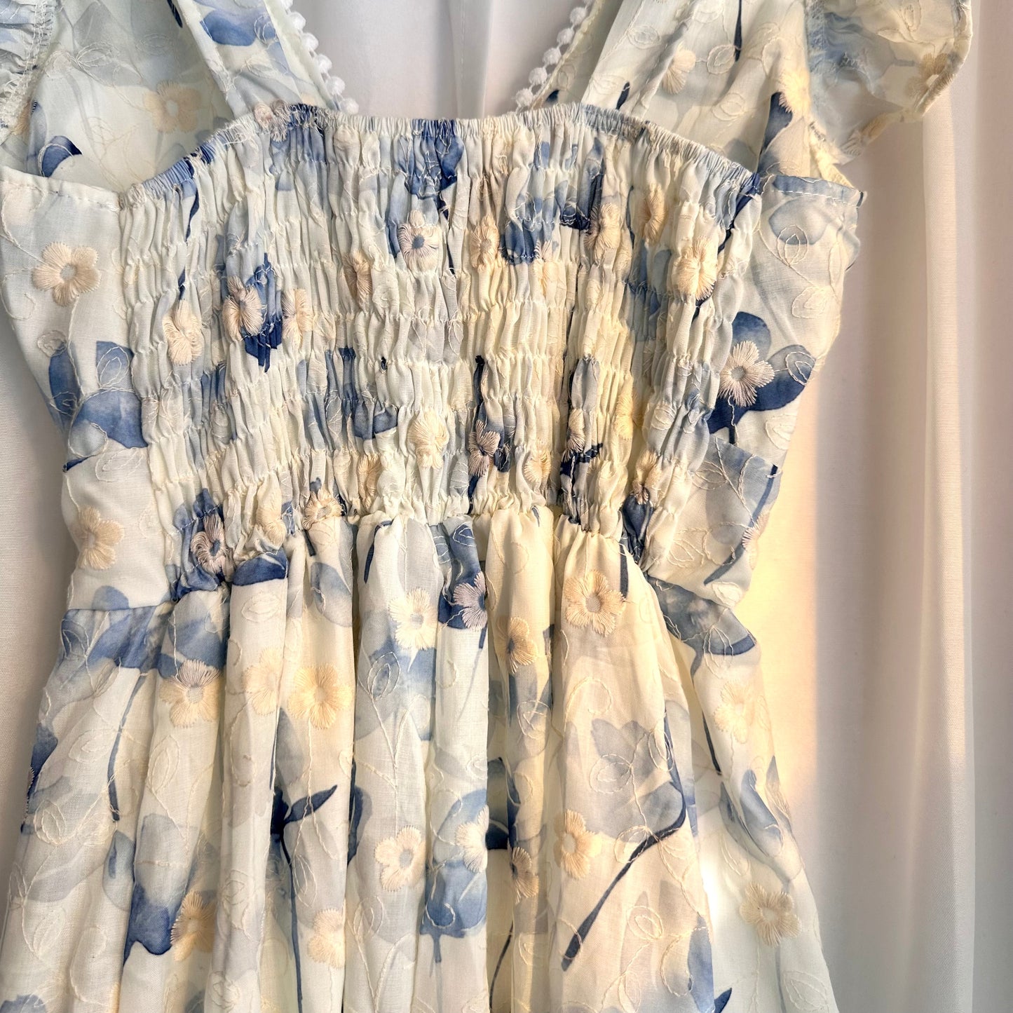 Delft Blue Bloom Dress (V-neckline)