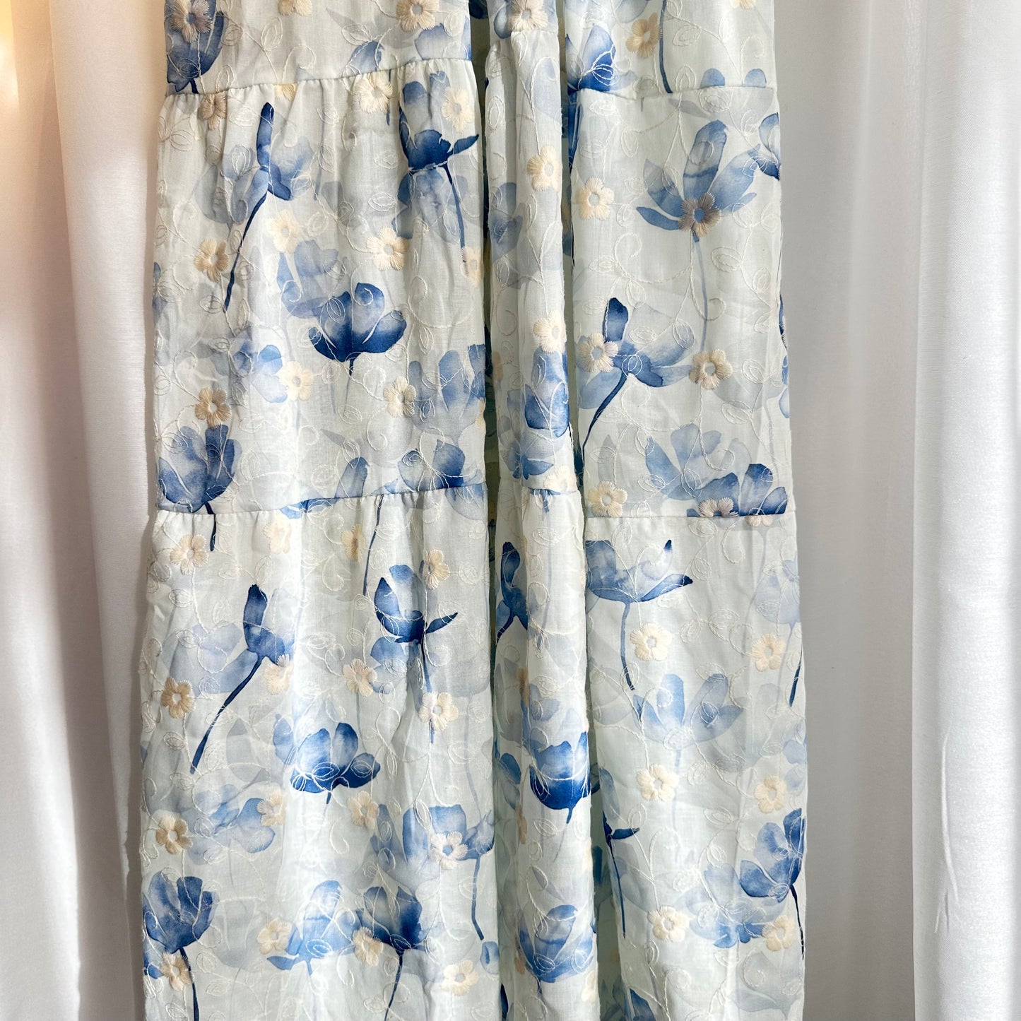Delft Blue Bloom Dress (V-neckline)