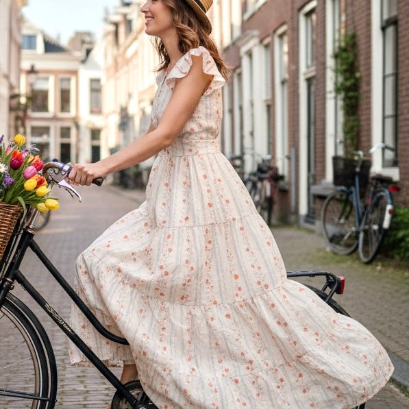 Orange Petal Dress (V-neckline)