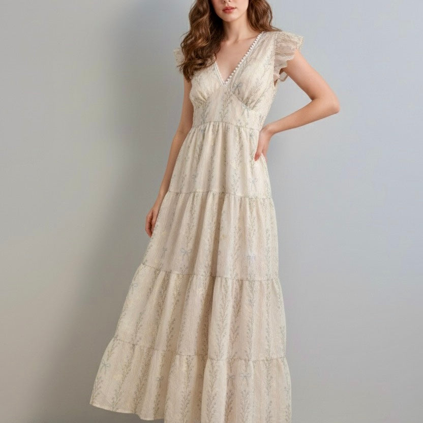 Ivory Meadow Dress (V-neckline)